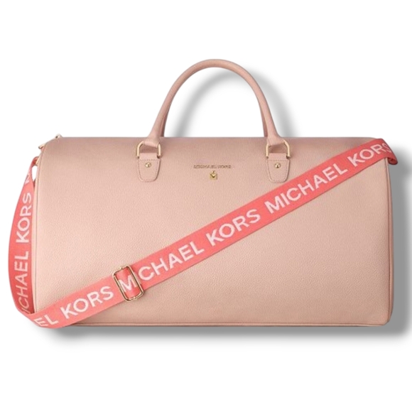 Michael Kors Beauty Blush Faux Pebbled Leather Weekender Duffle Bag Authentic